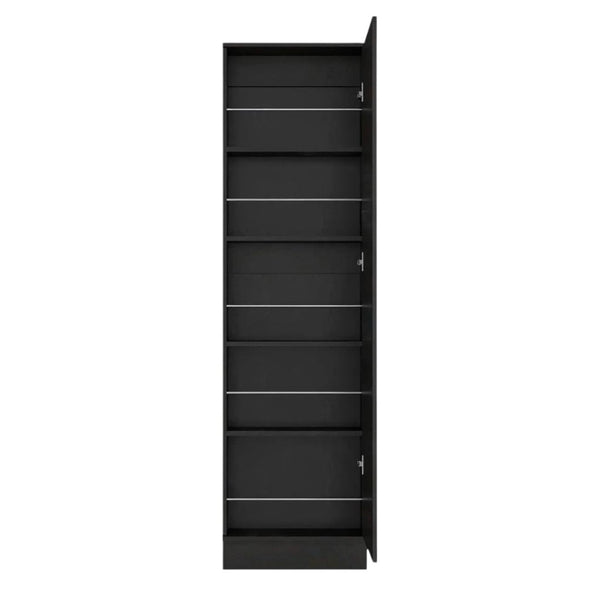 HomeRoots Black Modern Shoe Rack with Full-Length Mirror - 10-Pair Storage for Entryway, Closet & Bedroom 478439
