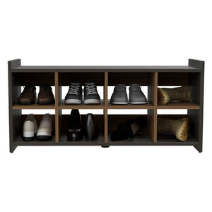 Homeroots Modern Espresso And Mahogany Eight Pair Shoe Rack Storage Unit  Particle Board 478442