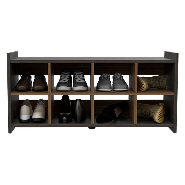 Homeroots Modern Espresso And Mahogany Eight Pair Shoe Rack Storage Unit  Particle Board 478442