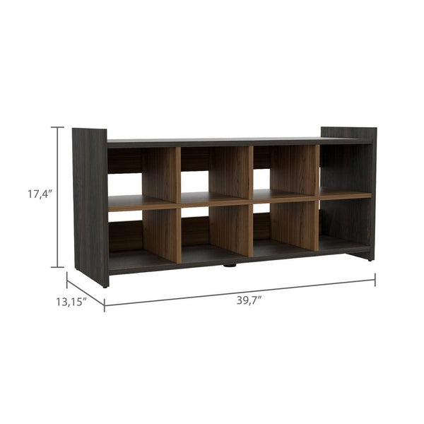 Homeroots Modern Espresso And Mahogany Eight Pair Shoe Rack Storage Unit  Particle Board 478442