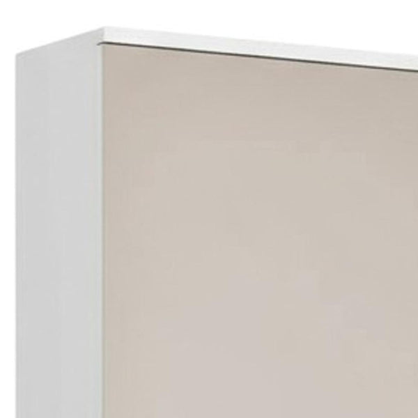 HomeRoots White Wall-Mounted Shoe Rack – Stylish 10-Pair Storage with Mirrored Door for Modern Spaces 478443