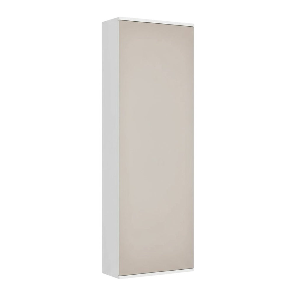 HomeRoots White Wall-Mounted Shoe Rack – Stylish 10-Pair Storage with Mirrored Door for Modern Spaces 478443