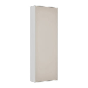 HomeRoots White Wall-Mounted Shoe Rack – Stylish 10-Pair Storage with Mirrored Door for Modern Spaces 478443