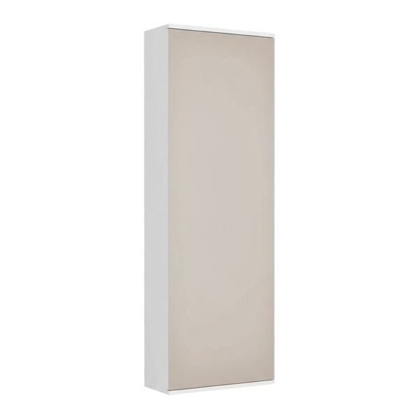 HomeRoots White Wall-Mounted Shoe Rack – Stylish 10-Pair Storage with Mirrored Door for Modern Spaces 478443