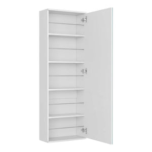 HomeRoots White Wall-Mounted Shoe Rack – Stylish 10-Pair Storage with Mirrored Door for Modern Spaces 478443