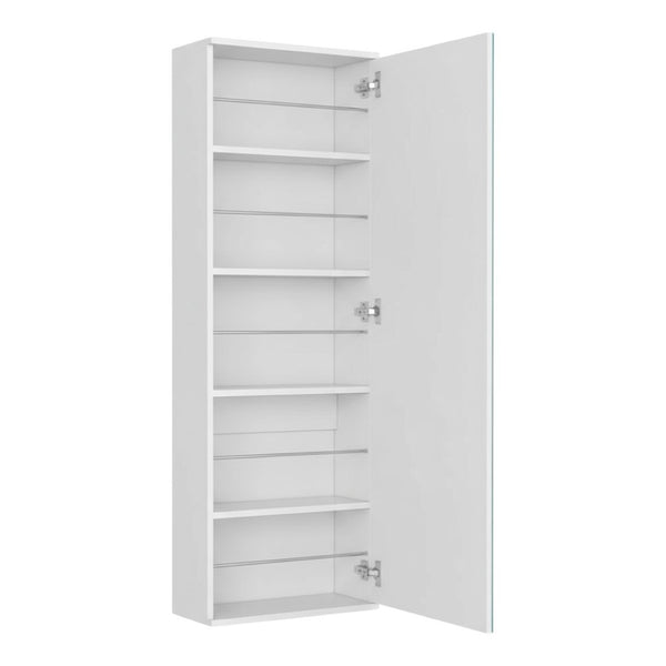 HomeRoots White Wall-Mounted Shoe Rack – Stylish 10-Pair Storage with Mirrored Door for Modern Spaces 478443