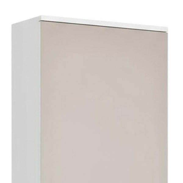 HomeRoots White Wall-Mounted Shoe Rack – Stylish 10-Pair Storage with Mirrored Door for Modern Spaces 478443