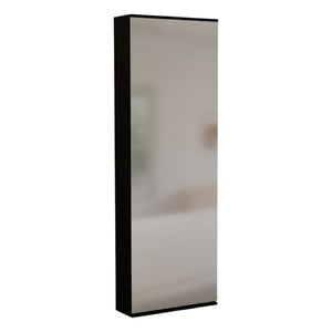 HomeRoots Dark Brown Wall-Mounted Shoe Rack with Mirror - Space-Saving Design for 10 Pairs, Easy Assembly! 478444