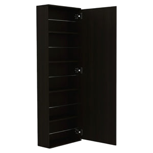 HomeRoots Dark Brown Wall-Mounted Shoe Rack with Mirror - Space-Saving Design for 10 Pairs, Easy Assembly! 478444