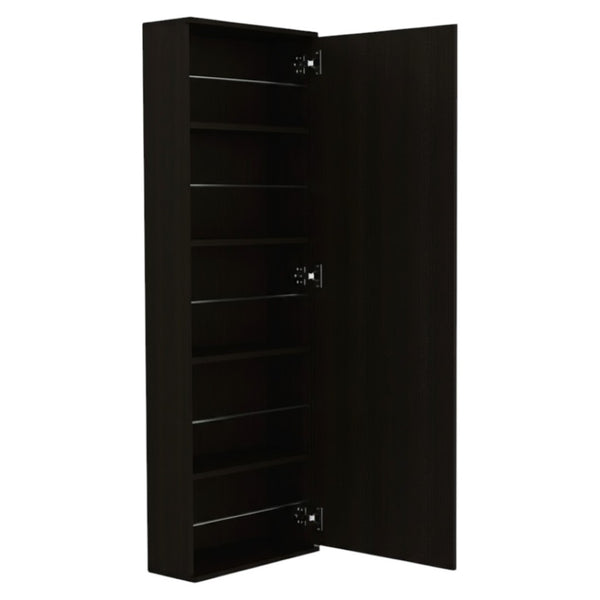 HomeRoots Dark Brown Wall-Mounted Shoe Rack with Mirror - Space-Saving Design for 10 Pairs, Easy Assembly! 478444