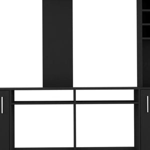 HomeRoots 78" Black Wood Open Shelving Entertainment Center - Modern TV Stand with Storage & Cable Management 478446
