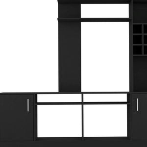 HomeRoots 78" Black Wood Open Shelving Entertainment Center - Modern TV Stand with Storage & Cable Management 478446