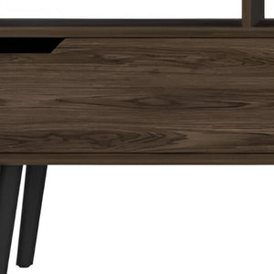 HomeRoots 54" Dark Brown Wood TV Stand with Stylish Enclosed Storage, Open Shelves, and Cable Management Solution 478448