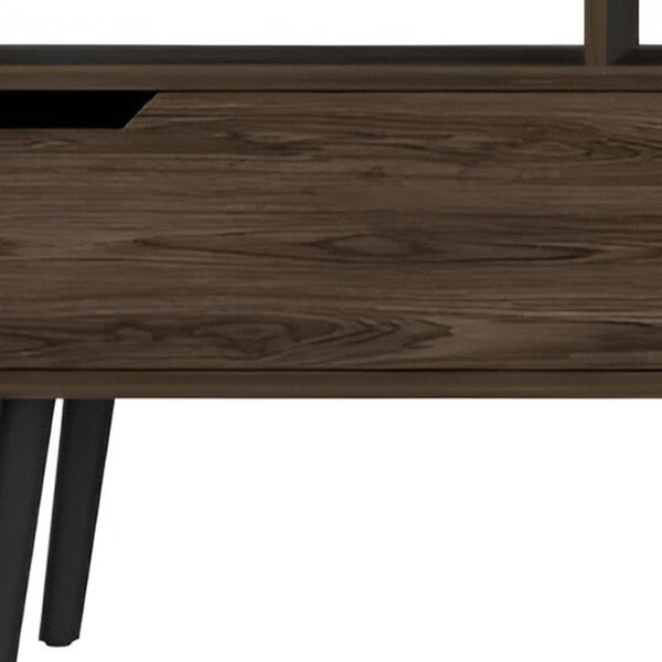 HomeRoots 54" Dark Brown Wood TV Stand with Stylish Enclosed Storage, Open Shelves, and Cable Management Solution 478448