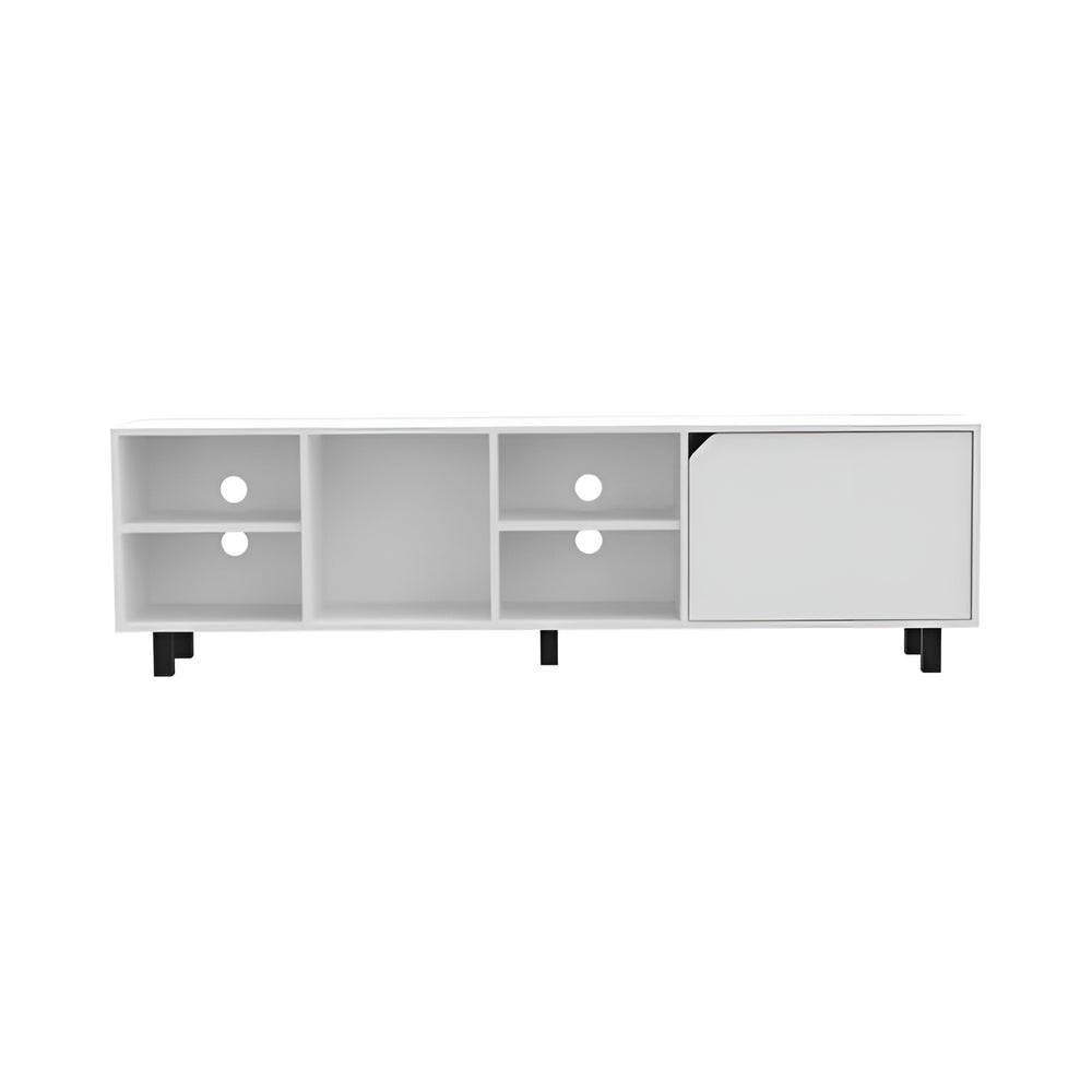 Homeroots 71" White Open Shelving Tv Stand  Manufactured Wood 478449