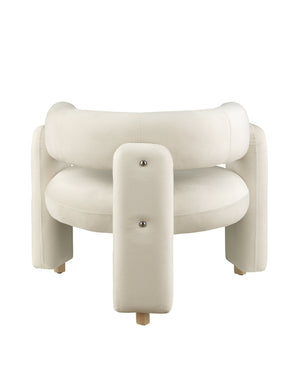 English Elm Accent Chair with Hollow Backrest for Ergonomic Support, Solid Wood Frame, Stylish Fabric Upholstery White W1420P194055