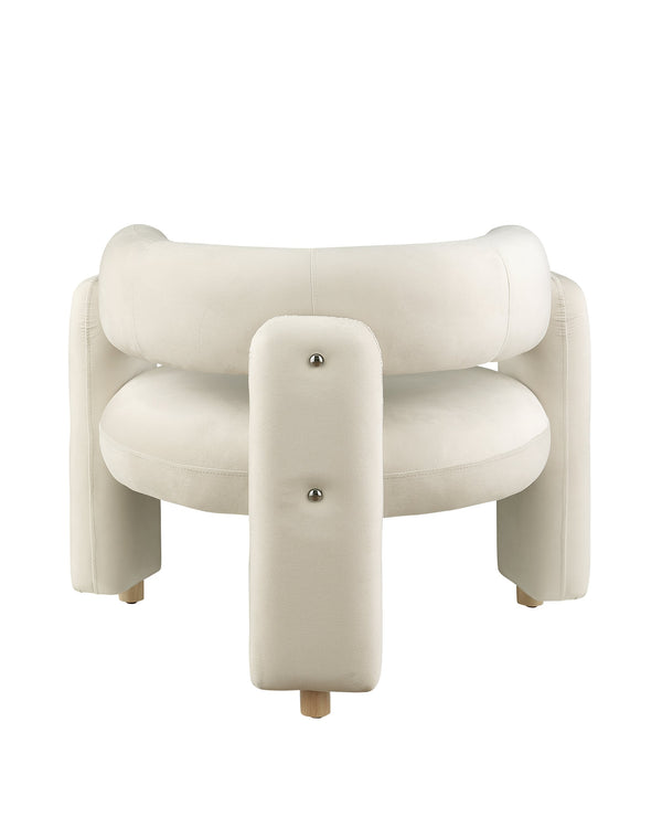 English Elm Accent Chair with Hollow Backrest for Ergonomic Support, Solid Wood Frame, Stylish Fabric Upholstery White W1420P194055