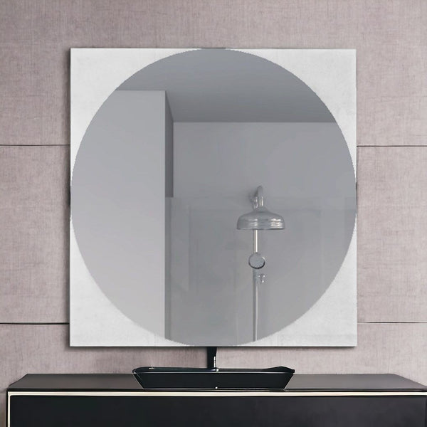 Homeroots 24" Clear Square Framed Bathroom Over Vanity Mirror  Particle Board 478452