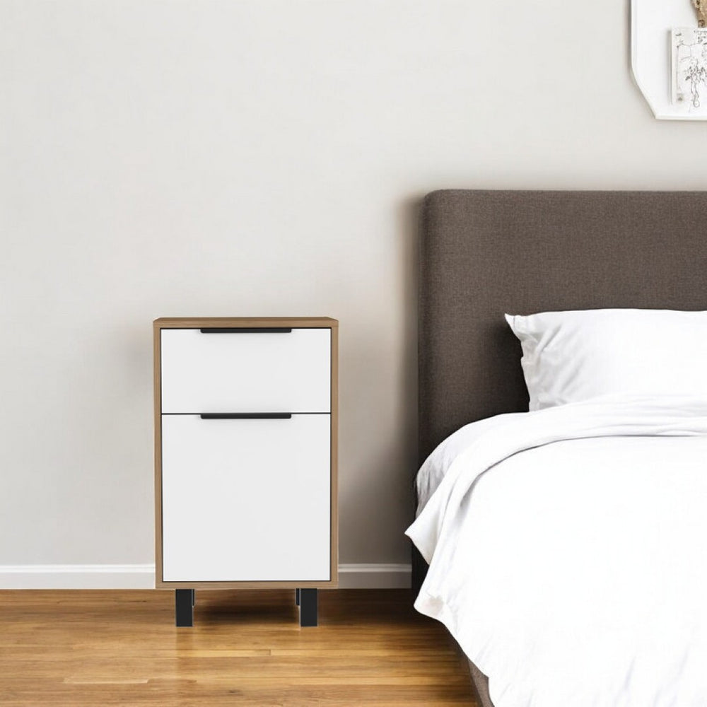 HomeRoots 28" Elegant Wood Nightstand with Soft-Close Drawer - Stylish Storage for Bedroom & Living Space 478454