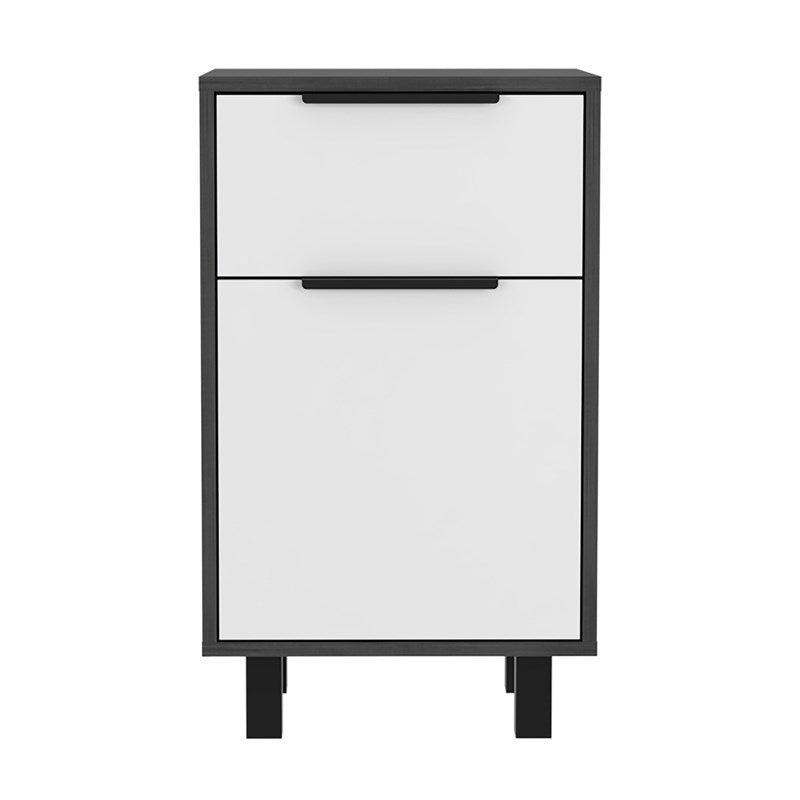 Homeroots Stylish And Contemporary Smokey Oak And White Bedroom Nightstand   478455