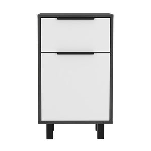 Homeroots Stylish And Contemporary Smokey Oak And White Bedroom Nightstand   478455