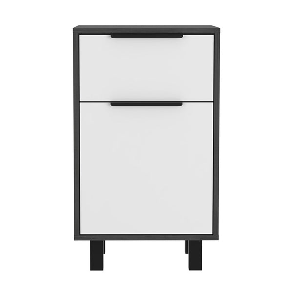 Homeroots Stylish And Contemporary Smokey Oak And White Bedroom Nightstand   478455