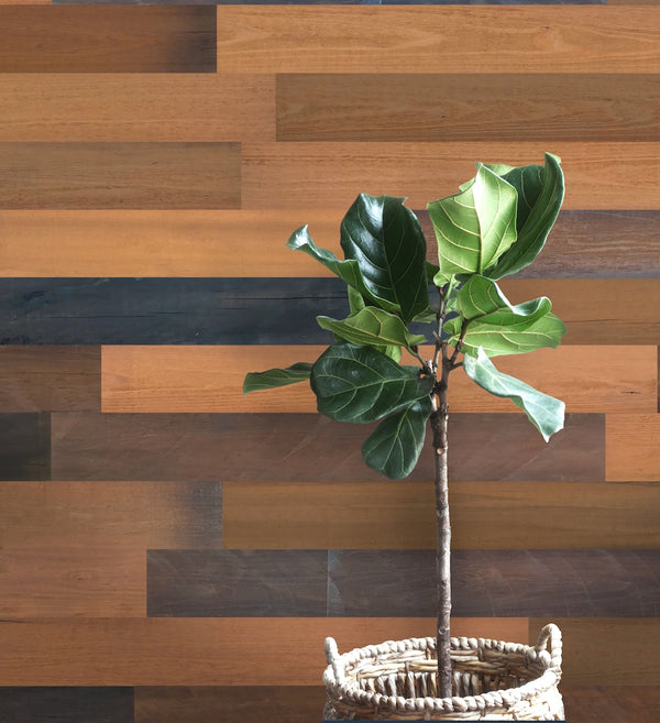 Homeroots 5" X 48" Thermo Treated Brown Rustic Wood Large Wall Plank Set  Manufactured Wood 478480