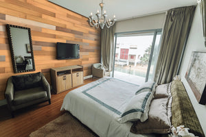 Homeroots 5" X 48" Thermo Treated Brown Rustic Wood Large Wall Plank Set  Manufactured Wood 478480