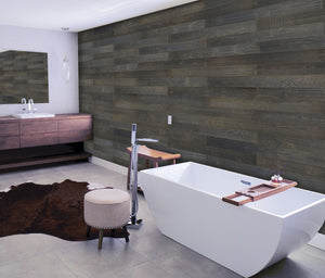 Homeroots 5" X 48" Thermo Treated Black Wood Large Wall Plank Set  Manufactured Wood 478481