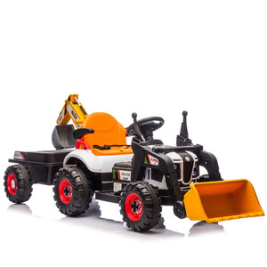English Elm 24v Kids Electric Ride on Construction Tractor Swivel Seat Remote Control Toy W1578P294833