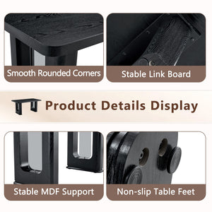 English Elm Table And Chair Set - Contemporary Black Wood Dining Table With 4 Stylish White Pu Chairs, Durable Design W1151S04302-GIGA