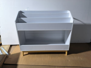 English Elm Toddler White Book Display Shelf with 3-Tier Face-Out Display and Large Bottom Bin, Modern MDF Organizer W808P350170
