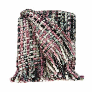 Homeroots 52" X 67" Pink And Black Woven Acrylic Throw Blanket  Acrylic 478504