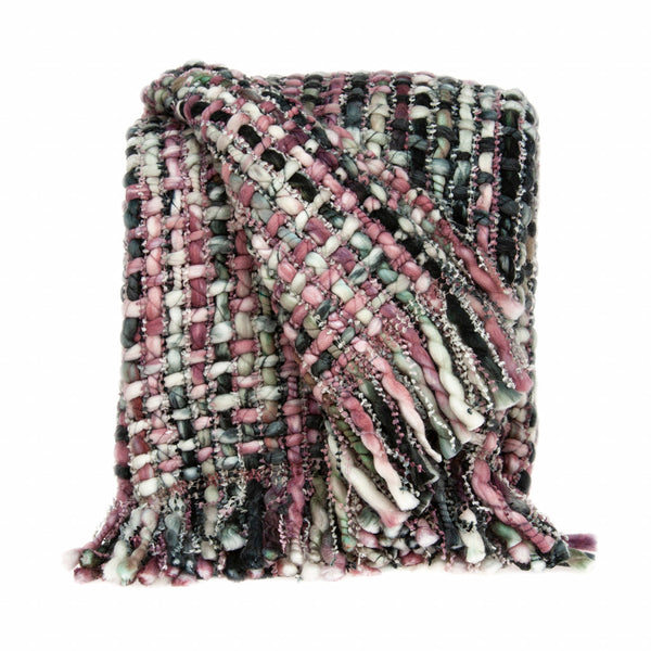 Homeroots 52" X 67" Pink And Black Woven Acrylic Throw Blanket  Acrylic 478504