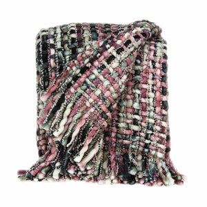 Homeroots 52" X 67" Pink And Black Woven Acrylic Throw Blanket  Acrylic 478504