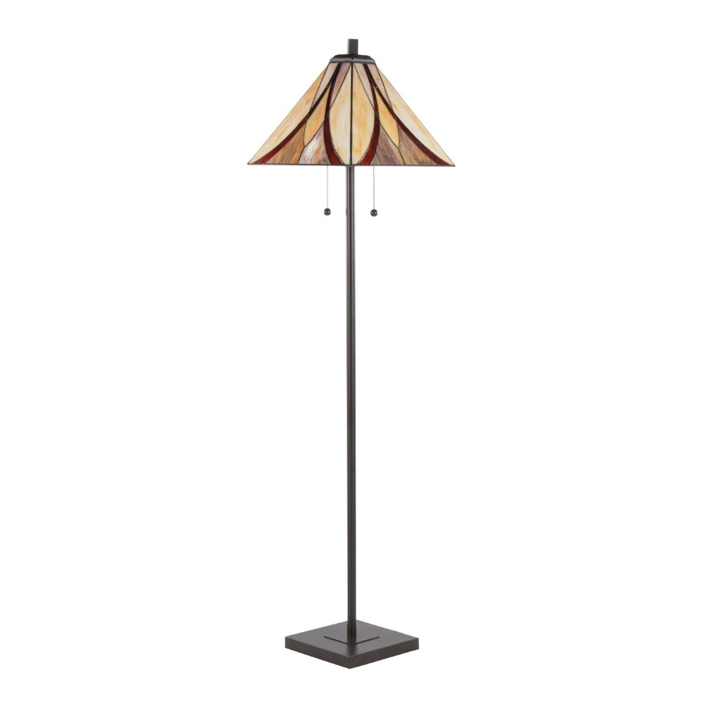 English Elm 63" Tiffany Style Floor Lamp with Stained Green Glass and Bronze Finish B202P471645
