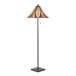 English Elm 63" Tiffany Style Floor Lamp with Stained Green Glass and Bronze Finish B202P471645