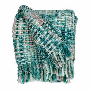 Homeroots 52" X 67" Aqua Woven Acrylic Throw Blanket  Acrylic 478510