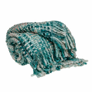 Homeroots 52" X 67" Aqua Woven Acrylic Throw Blanket  Acrylic 478510