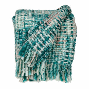 Homeroots 52" X 67" Aqua Woven Acrylic Throw Blanket  Acrylic 478510