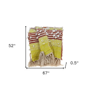 Homeroots Burnt Orange Woven Wool Reversible Throw Blanket - Cozy, Stylish, Perfect For Any Room Décor!  Wool 478513