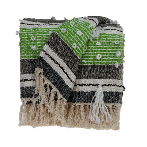 Homeroots 52" Cozy Beige And Black Woven Wool Throw Blanket - Soft, Stylish Accent For Any Room Decor  Wool 478515