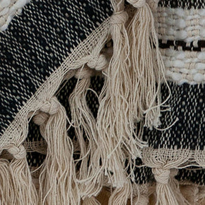 Homeroots 52" Cozy Beige And Black Woven Wool Throw Blanket - Soft, Stylish Accent For Any Room Decor  Wool 478515