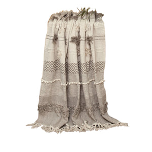 Homeroots Beige Woven Wool Solid Color Reversable Throw  Wool 478517