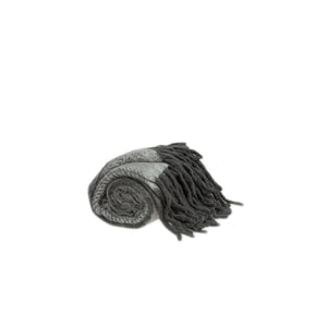 Homeroots 52" X 67" Gray And Ivory Hand Woven Mohair Wool Chevron Throw Blanket With Fringe  Mohair 478518