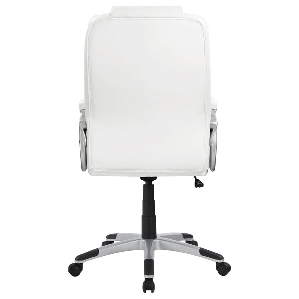 English Elm Kaffir White Leatherette Adjustable Office Chair with Ergonomic Support, Swivel, Casters, Modern Comfort B062P344897