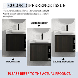 English Elm 28'' Floating Bathroom Vanity with Ceramic Sink Soft Close Door Melamine Cabinet Dark Oak W999P426640