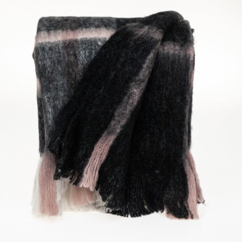 Homeroots 52" Woven Acrylic Throw Blanket In Pink & Black - Stylish, Soft, And Perfect For Cozy Decor!  Acrylic 478553