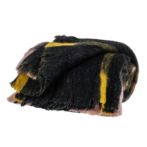 Homeroots 52" Cozy Yellow And Black Woven Acrylic Throw Blanket – Soft, Stylish Home Decor Essential!  Acrylic 478554