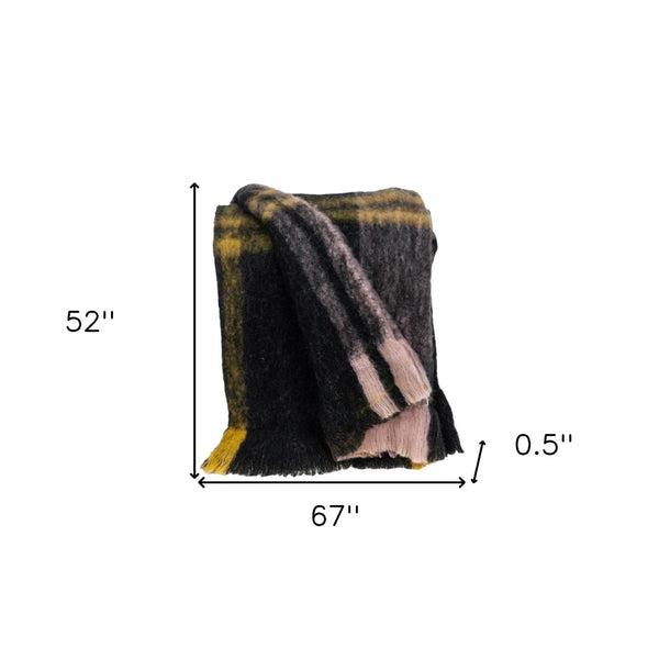 Homeroots 52" Cozy Yellow And Black Woven Acrylic Throw Blanket – Soft, Stylish Home Decor Essential!  Acrylic 478554